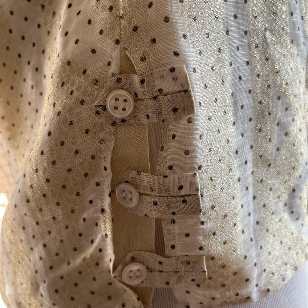 NWT YVES SAINT LAURENT rare gold dot silk blend ruched sleeve cropped blouse new - Picture 5 of 12